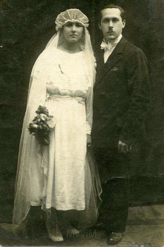 KKE 3483.jpg - Ślubne zdjęcie. Anastazja (Paszkowska) i Stanisław Rutkowski, Dołhe, 1925 r.